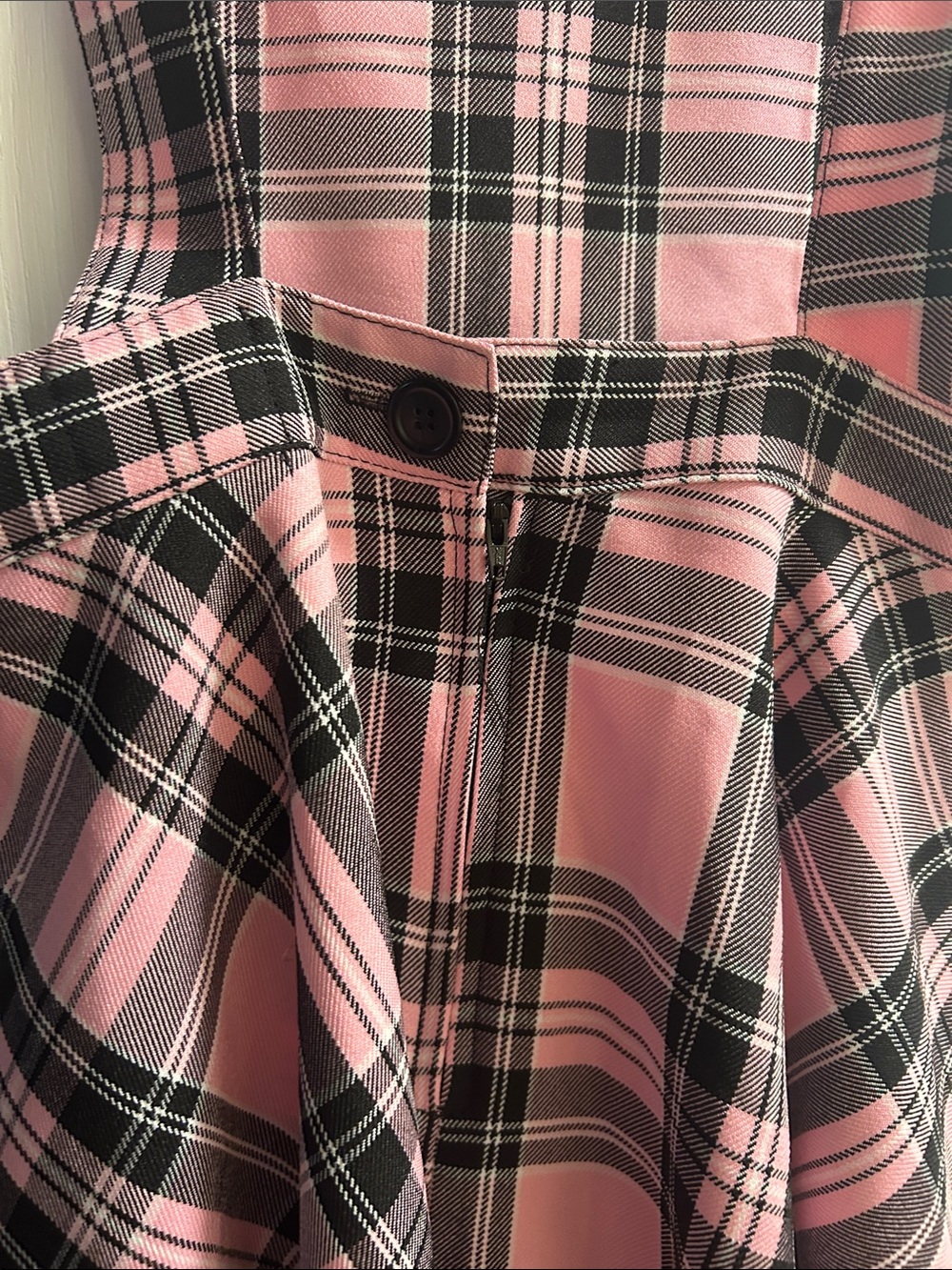 Pink Plaid Pinafore Dress with Adjustable Straps - Picture 7 of 7